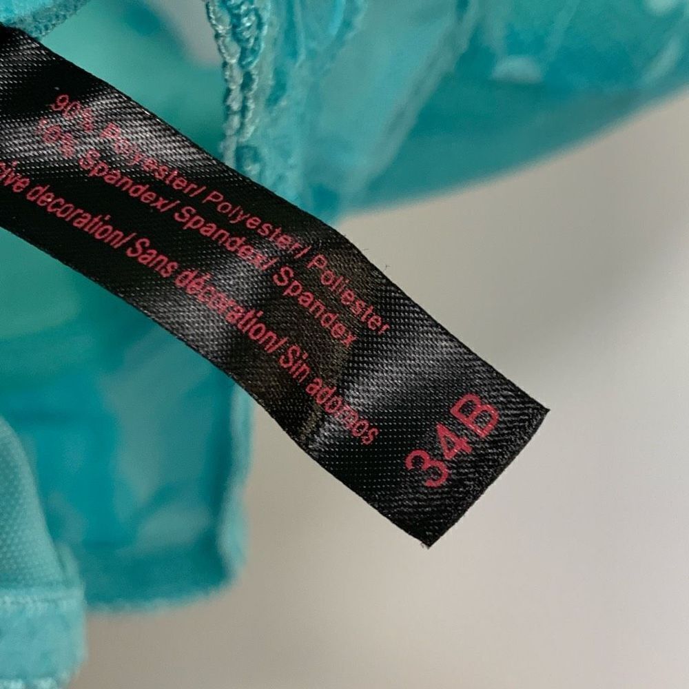 Black Fuschia By Secret Lace Allover Lave Longline Bra Teal Size 34B - Picture 5 of 7